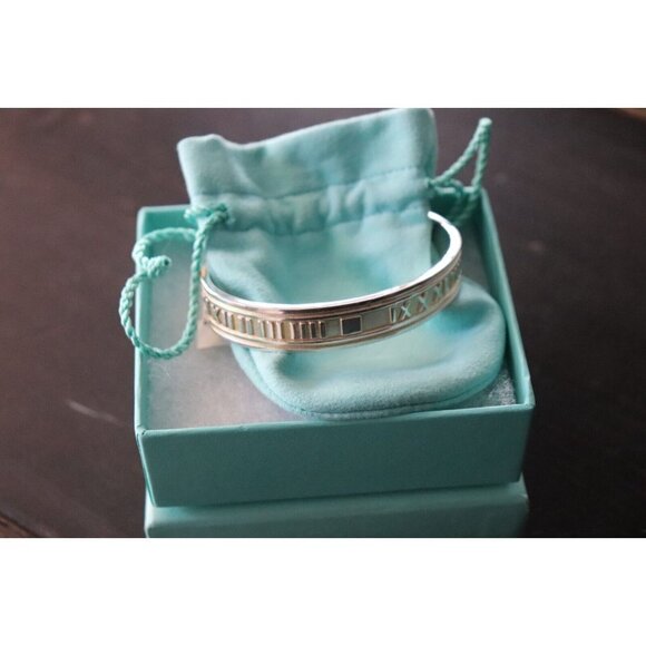 Tiffany & Co. Women's Silver Atlas Cuff Bracelet Sterling Silver Roman Numeral - Picture 2 of 9